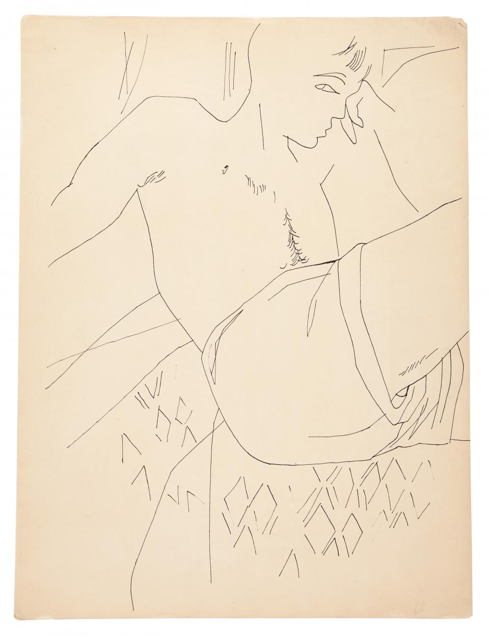 Andy Warhol "Male Partial Figure (verso)", 1954