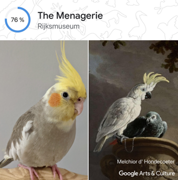 Vogel Richard "Richie" Feynbird sieht dem Vogel in Melchior d'Hondecoeters "The Menagerie" von 1690 irgendwie ähnlich 