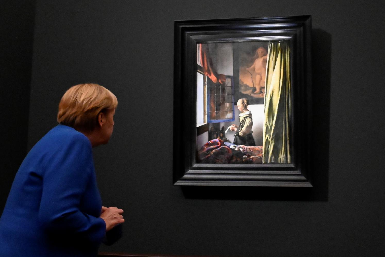 Bundeskanzlerin Angela Merkel (CDU) im September bei der Eröffnung der Ausstellung "Johannes Vermeer. Vom Innehalten" der Staatlichen Kunstsammlungen Dresden